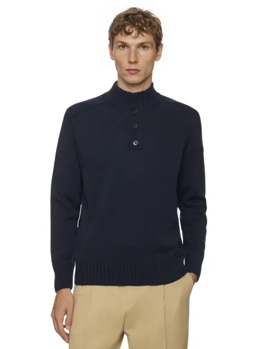 L/S Button mock neck