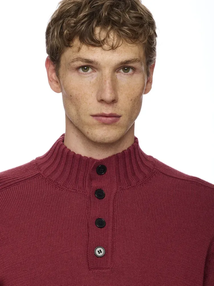 L/S Button mock neck