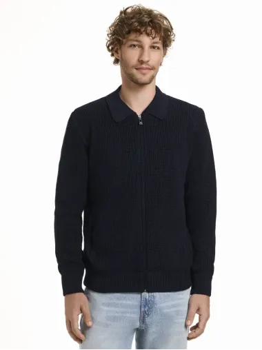 Langarm Polo Zipp Jacke