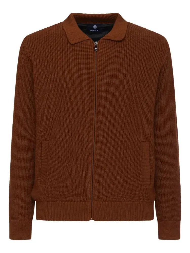 Langarm Polo Zipp Jacke